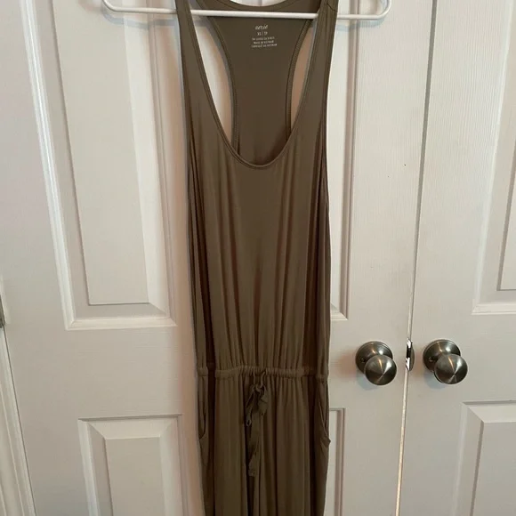 Aerie Soft Racerback Tank Jumpsuit In Olive Green - Picture 2 of 5